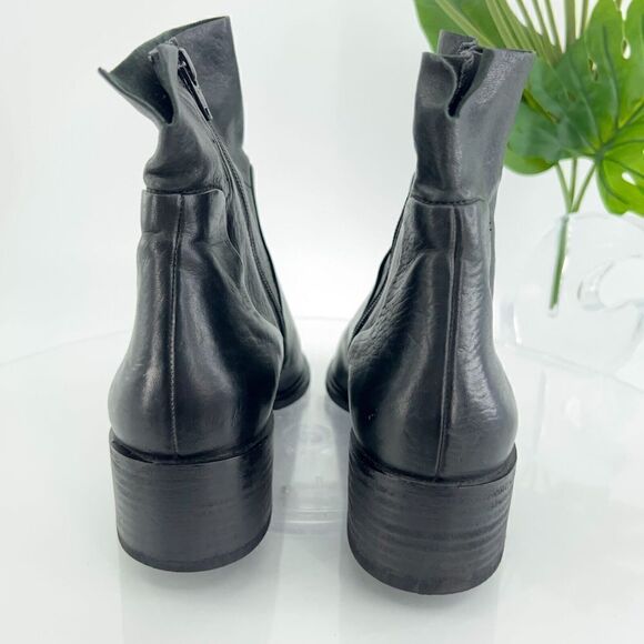 Paul Green Women's Boot Size 8 Block Heel Pointed Bootie Black Leather Zip Up - Picture 7 of 16